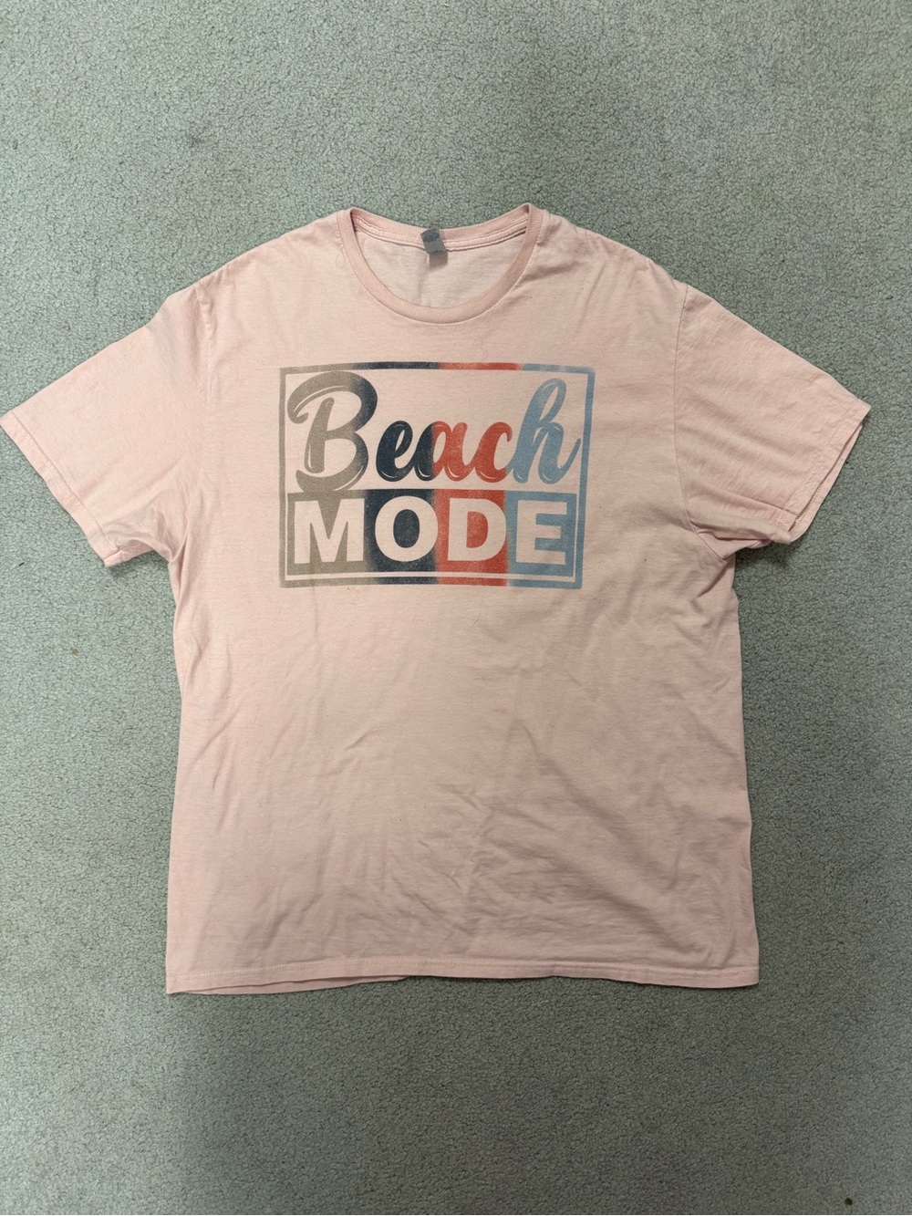 NWOT Jerzees Light Pink "Beach Mode" Graphic Tee XL